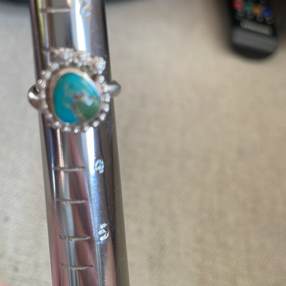 ADJUSTABLE STERLING TURQUOISE RING - Picture 6 of 6